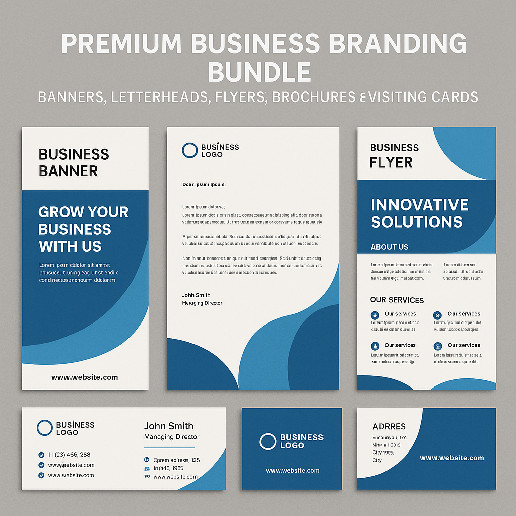 Premium Business Branding Bundle β Banners, Letterheads, Flyers, Brochures & Visiting Cards