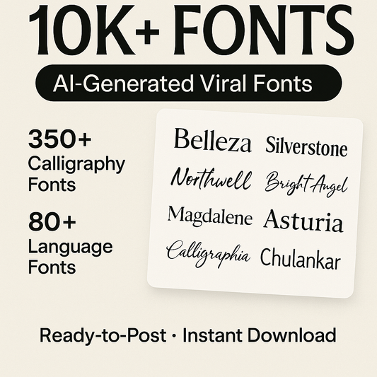 10,000+ Premium Fonts Bundle – 350+ Calligraphy & 80+ Multilingual Fonts Included