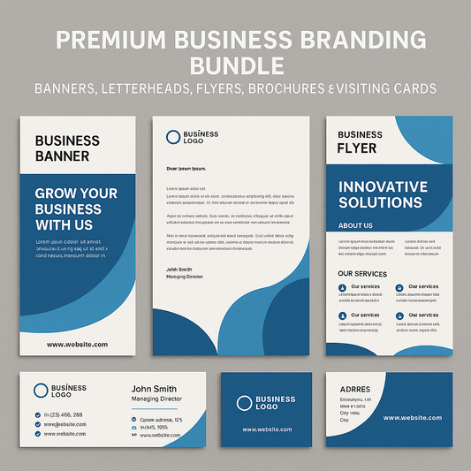 Premium Business Branding Bundle – Banners, Letterheads, Flyers, Brochures & Visiting Cards