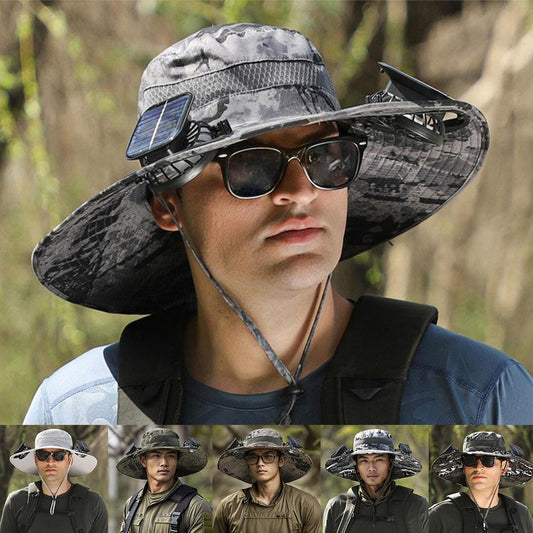 SunGuard Pro™ Wide Brim Solar Fan Outdoor Fishing Hat